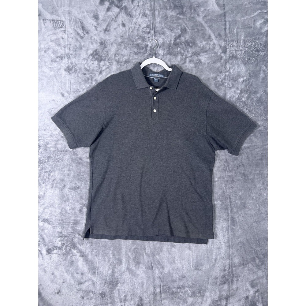 Chestnut Hill Performance Mens Large Gray Short Sleeve Cotton Pique Polo Shirt
